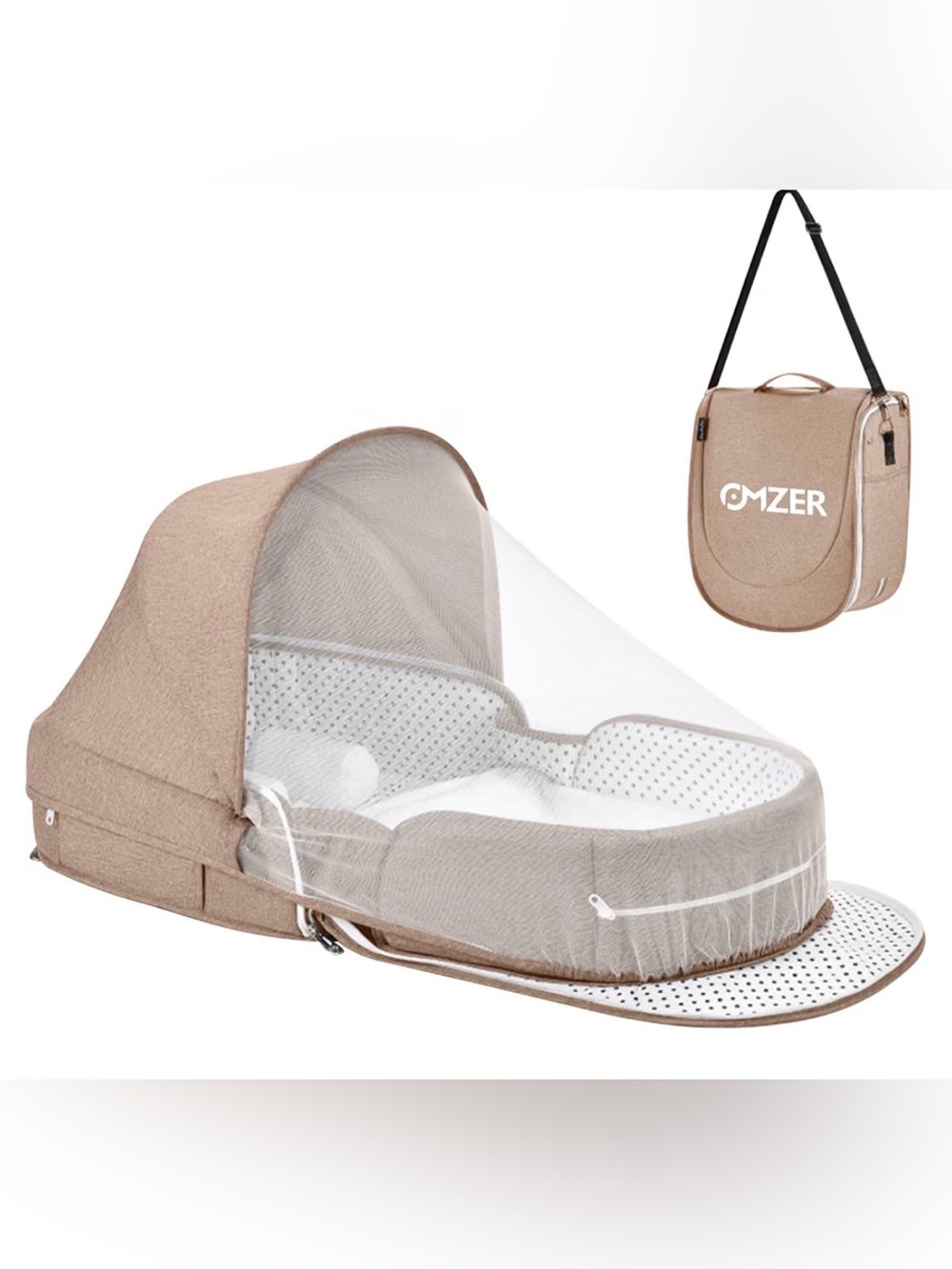omzer Baby Travel Bassinet Portable Foldable Carry Bag 2-1 Mosquito & Canopy